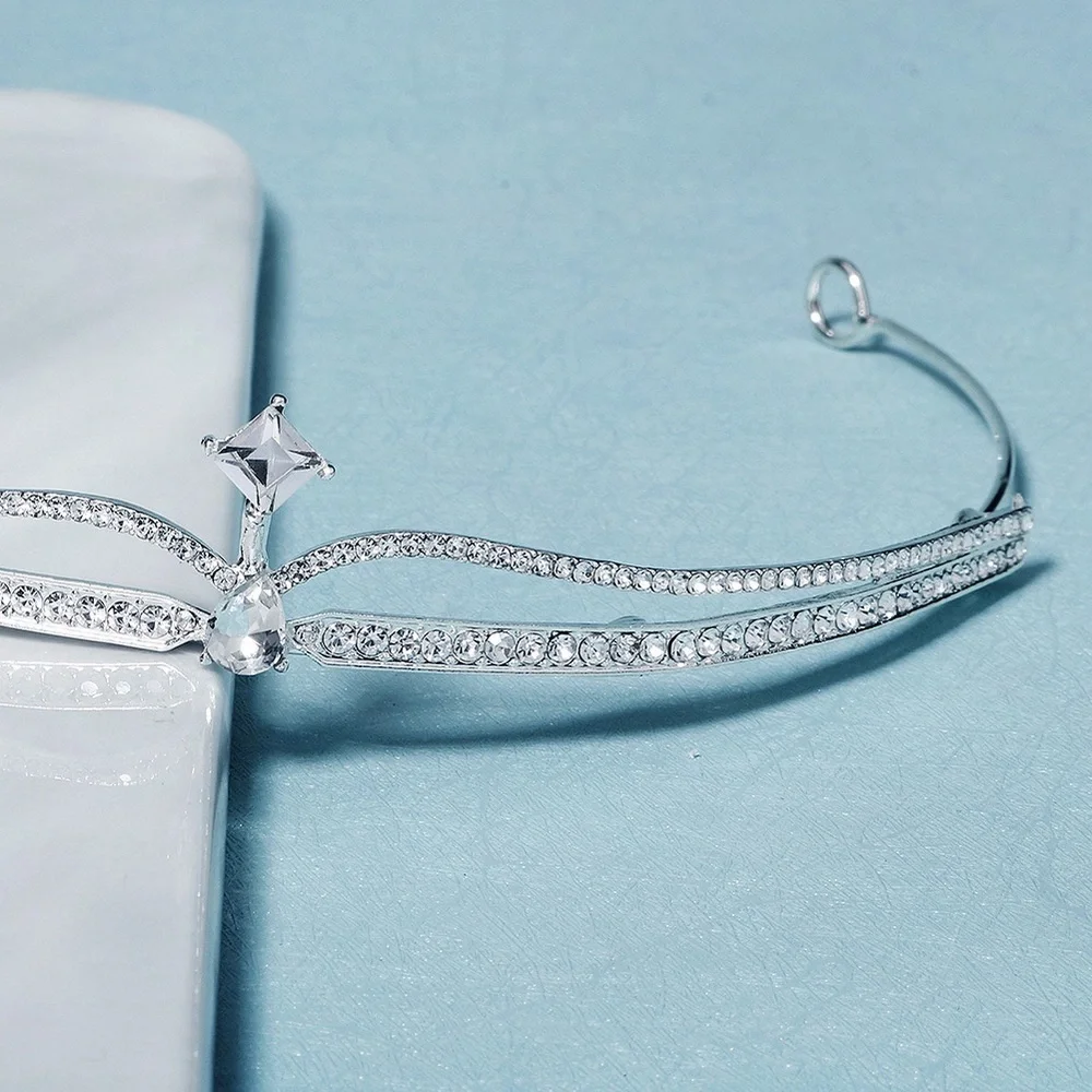 Anthropologie Silver Crystal Tiara Headband - Picture 2 of 2